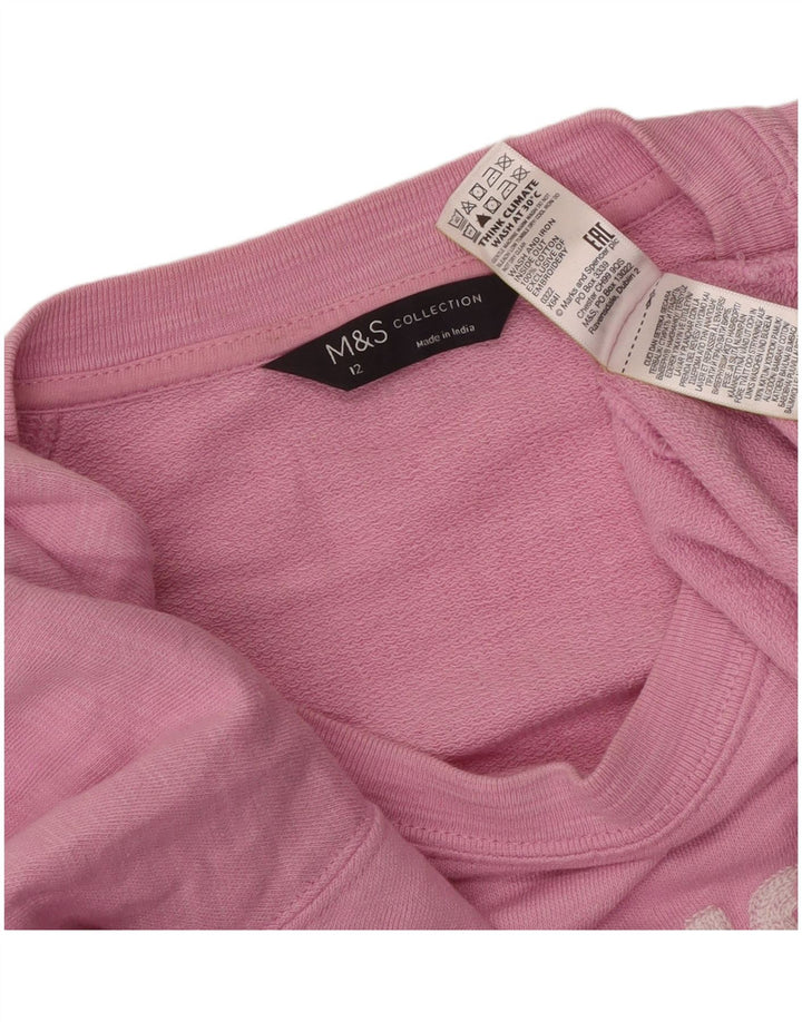 Suéter gráfico feminino Marks & Spencer Reino Unido 12 médio rosa manchado