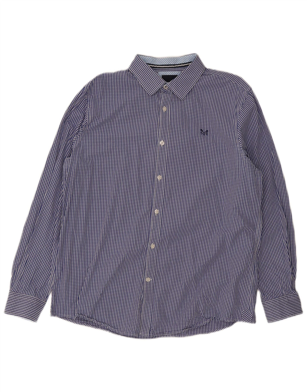 Crew Clothing Camisa masculina clássica de ajuste grande algodão guingão azul