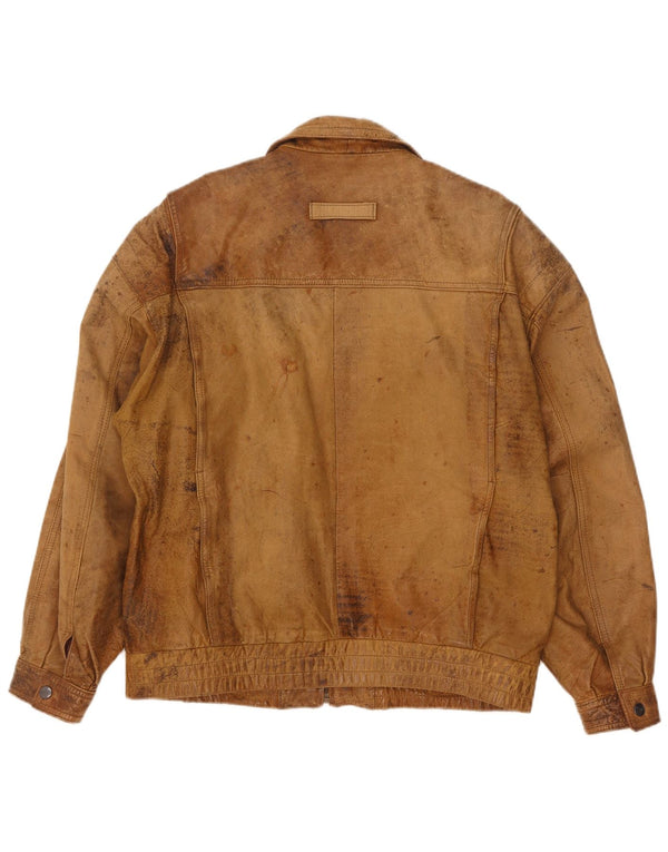 Jaqueta de couro masculina vintage UK 40 grande bege