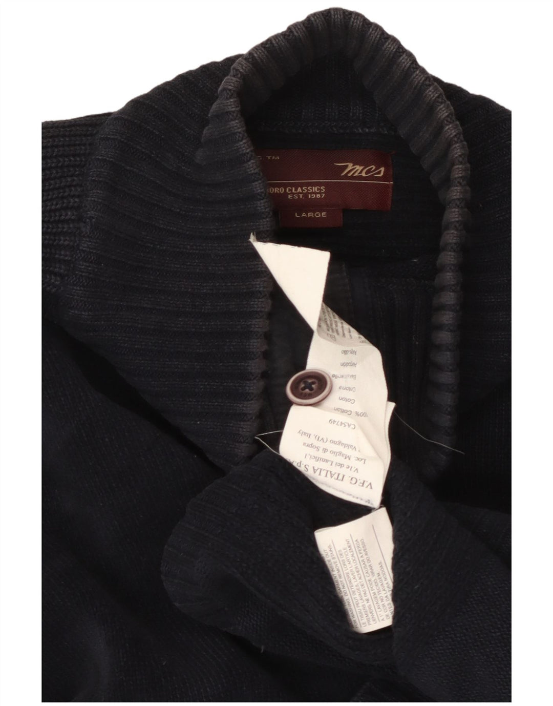 MARLBORO CLASSICS Suéter masculino com gola redonda, grande algodão azul marinho