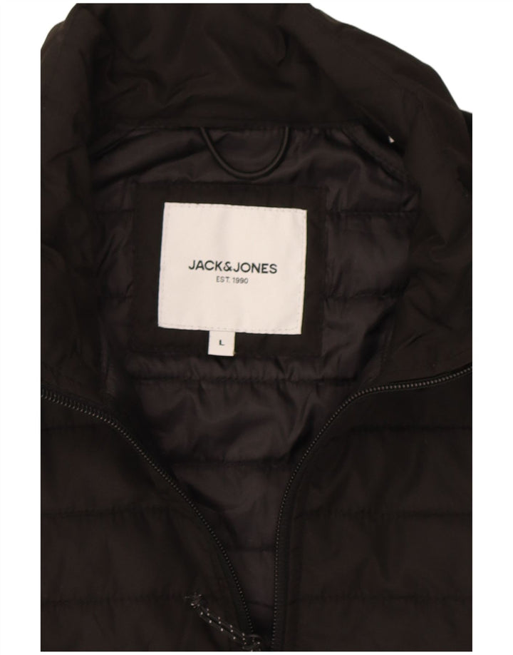 Colete acolchoado masculino Jack & Jones UK 40 grande poliéster colorblock preto