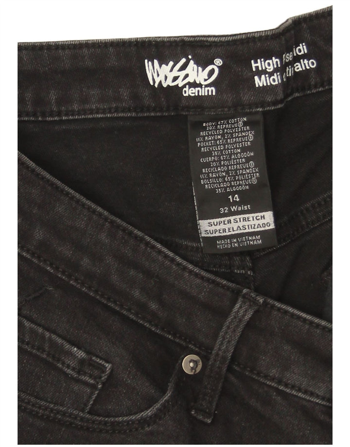 Shorts jeans feminino de cintura alta Mossimo EUA 14 grande W32 algodão preto