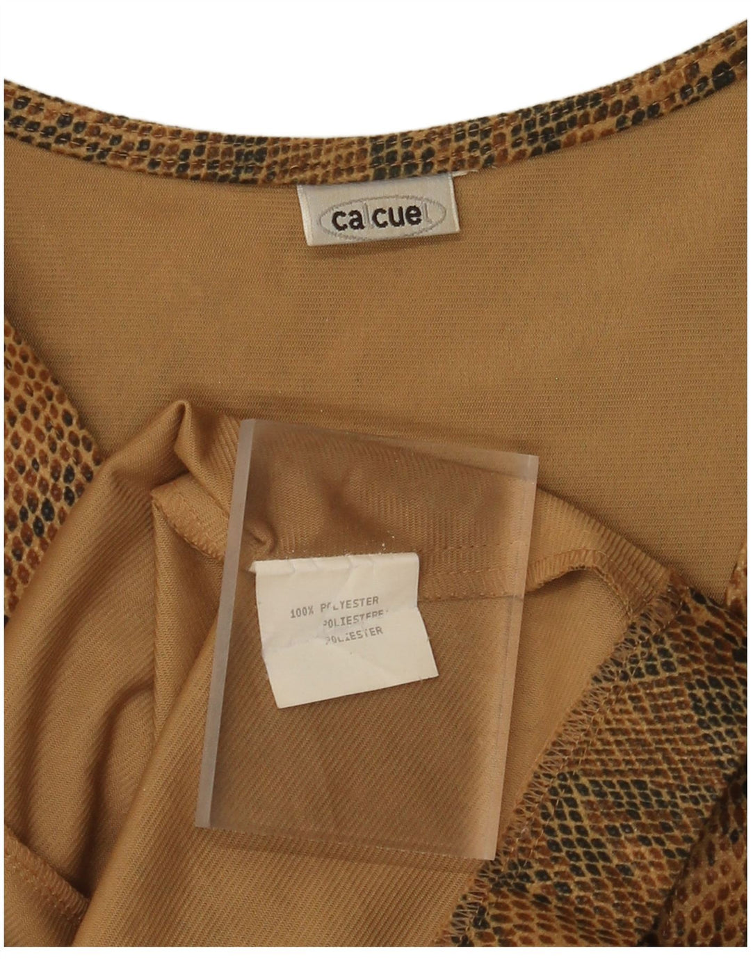 Colete feminino VINTAGE UK 18 XL marrom estampa animal poliéster