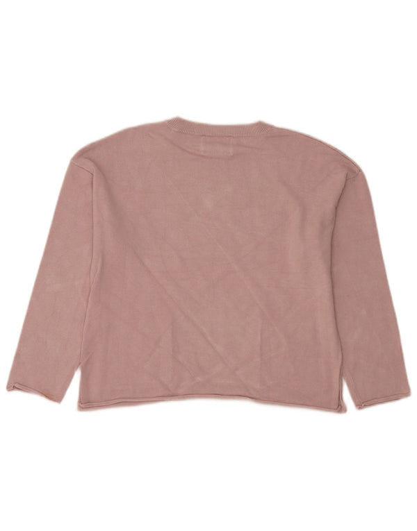 Zara Suéter feminino com gola redonda, 11-12 anos, viscose rosa