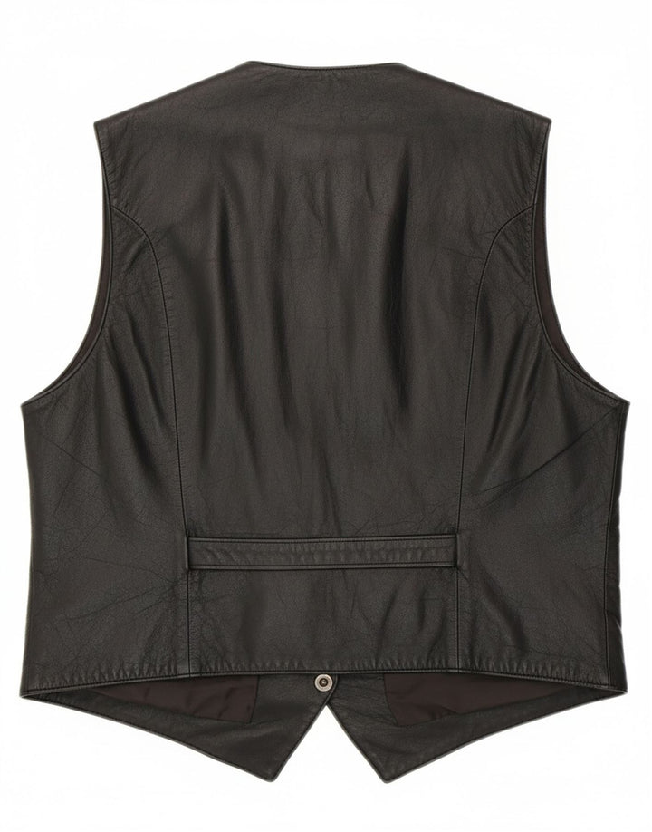 Colete de couro masculino VINTAGE grande preto