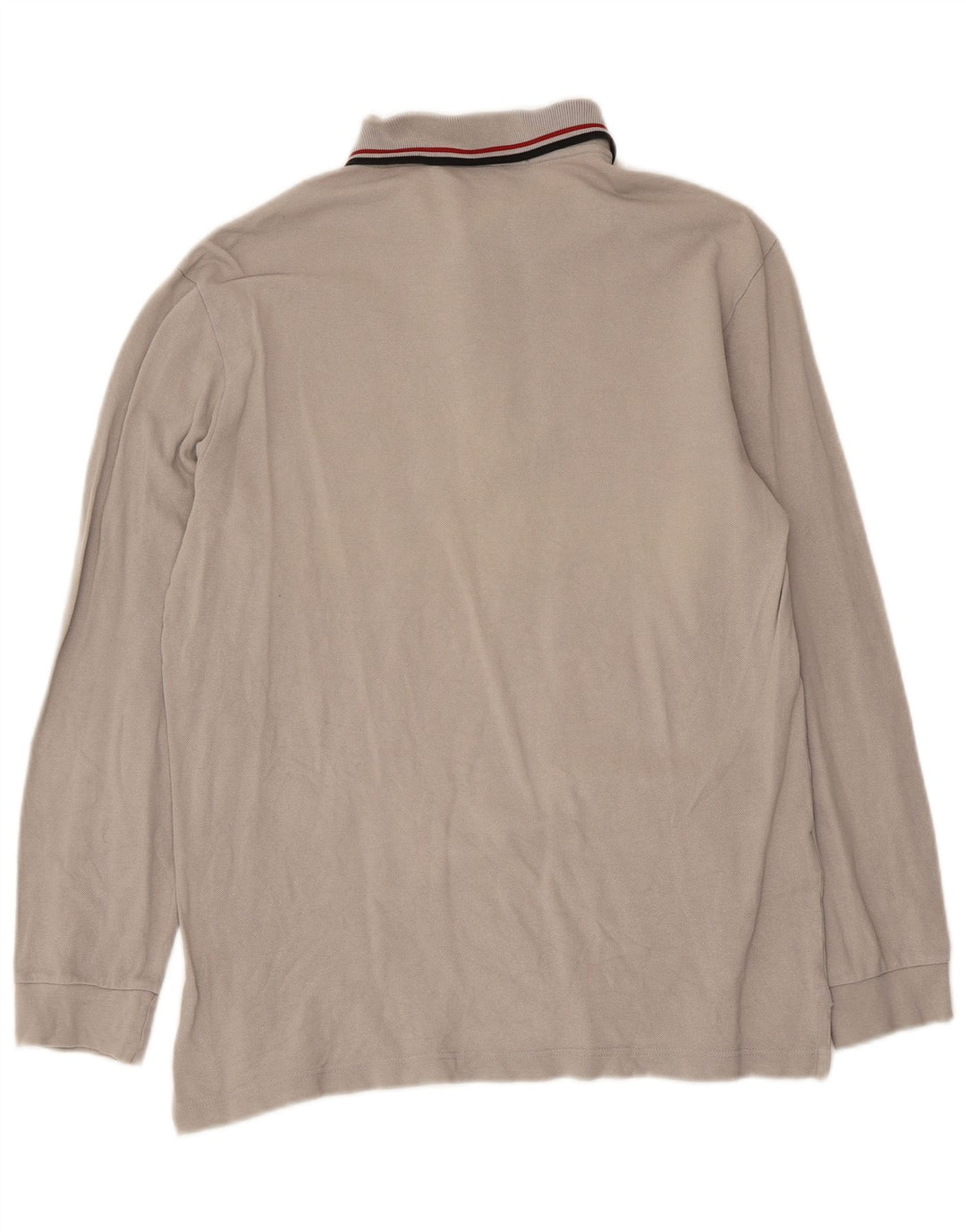 Camisa polo masculina de manga comprida Fred Perry cinza médio algodão clássico