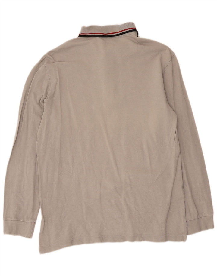 Camisa polo masculina de manga comprida Fred Perry cinza médio algodão clássico