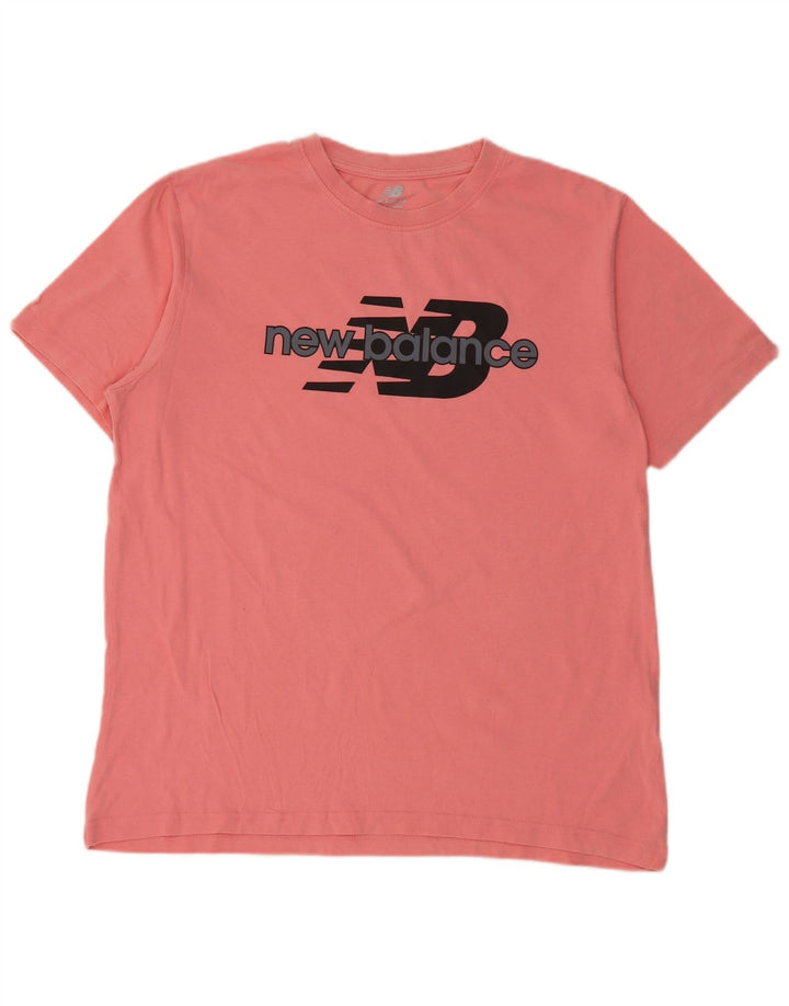 Camiseta gráfica masculina New Balance rosa médio
