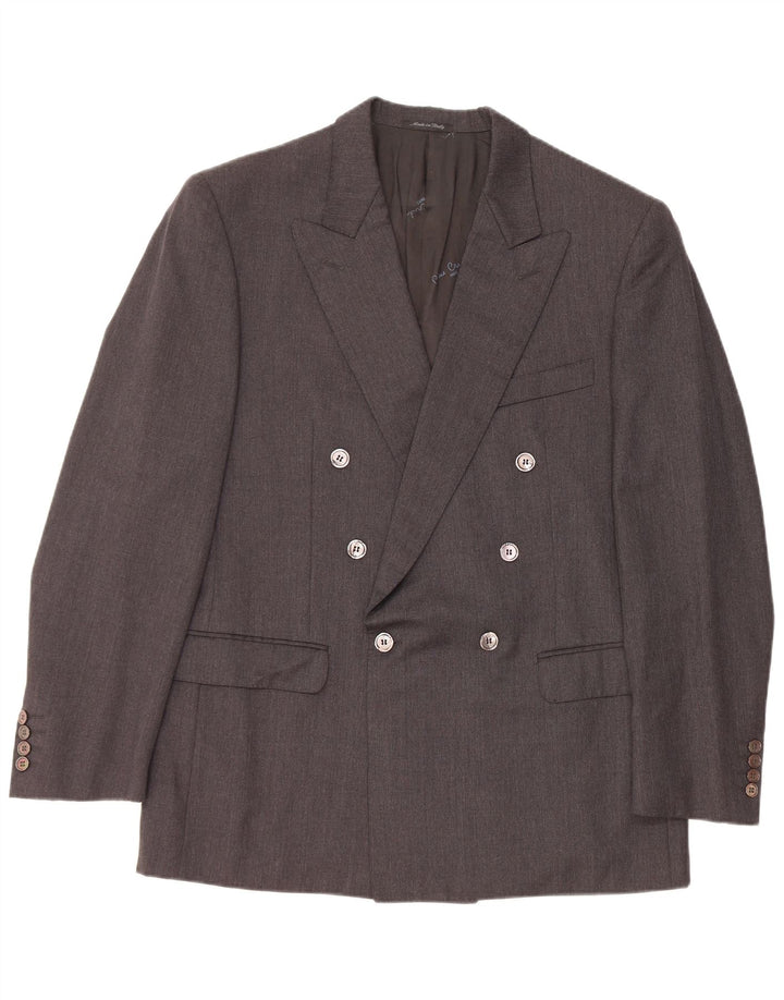 Jaqueta blazer masculina PIERRE CARDIN com peito duplo UE 50 grande lã cinza