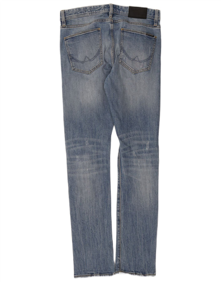 Jeans slim masculino SUPERDRY desgastado W30 L32 algodão azul