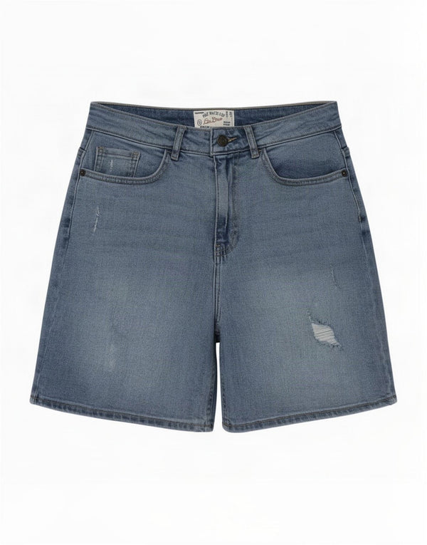 Shorts jeans feminino Fat Face Darley cintura alta Reino Unido 10 pequeno W28 azul