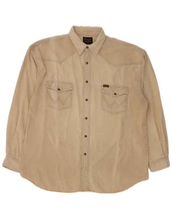 Camisa masculina de veludo Wrangler 2XL algodão bege