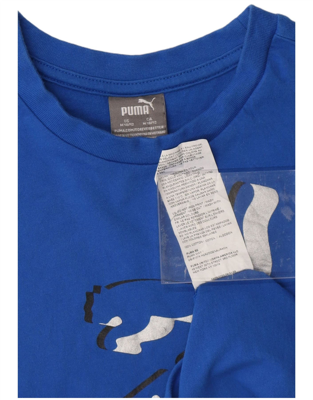 Camiseta PUMA Boys Graphic Top 10-11 Anos Médio Algodão Azul