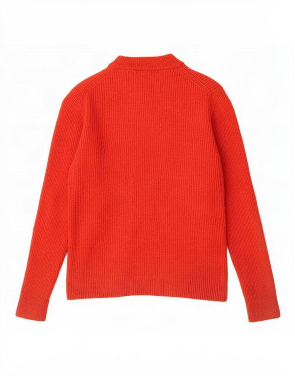 Suéter feminino Crew Clothing com gola tartaruga Reino Unido 18 XL lã de cordeiro vermelha