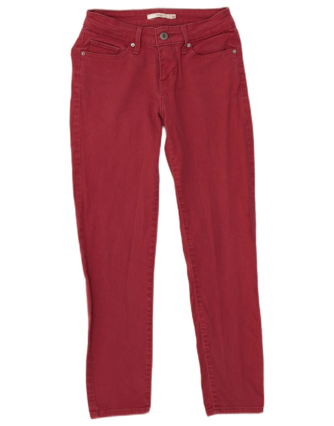 Calça jeans feminina Levi's 712 Slim W25 L26 algodão vermelho