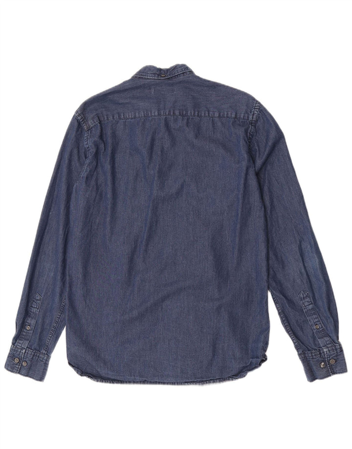 Camisa jeans masculina French Connection algodão azul médio