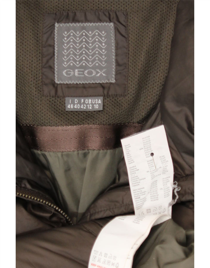 Casaco acolchoado com capuz feminino Geox UK 12 poliéster marrom médio