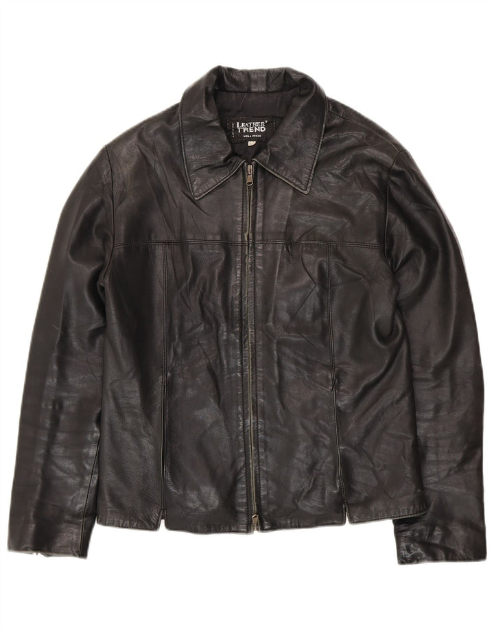 Jaqueta de couro feminina VINTAGE IT 42 couro preto médio