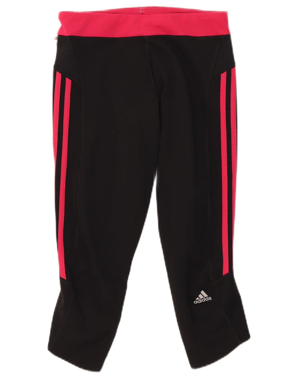 Adidas Womens Capri Leggings UK 12 Médio Preto Colorblock Poliéster