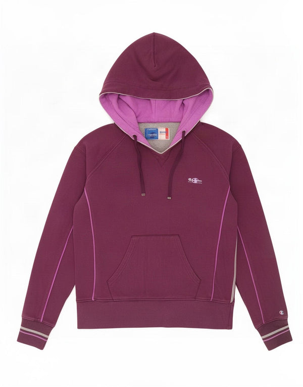 Champion Womens Heritage Classics Hoodie Jumper UK 18 XL Purple Cotton