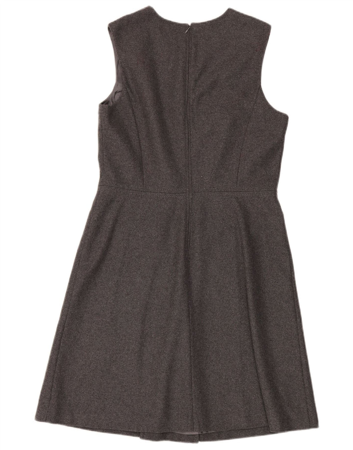Vestido feminino Benetton sem mangas em linha A UK 14 lã cinza médio