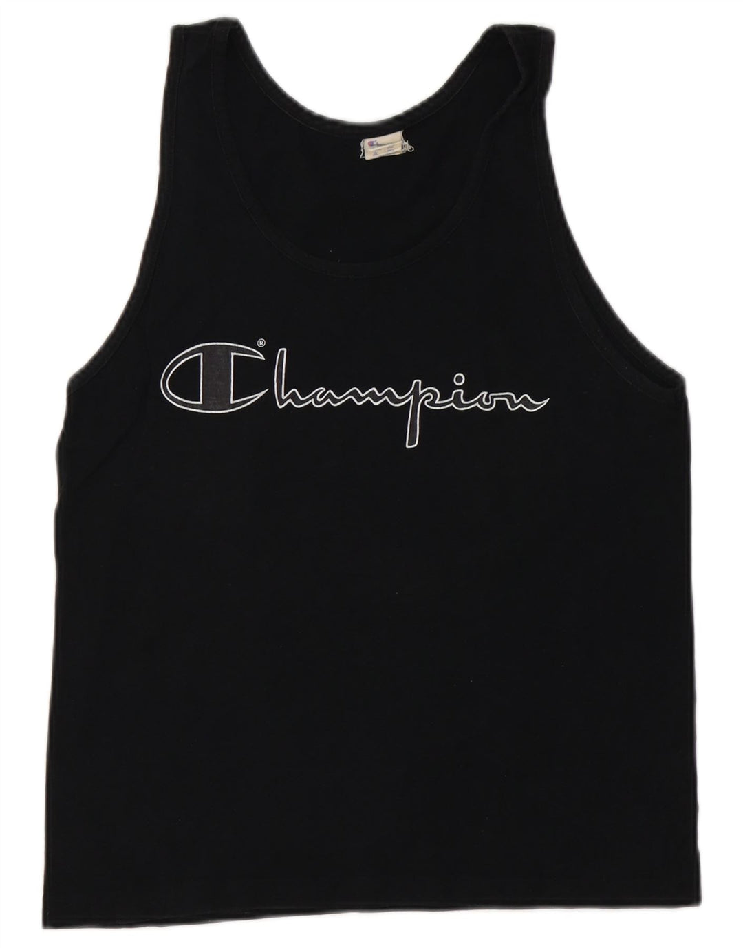 CHAMPION Top feminino com colete gráfico UK 10 pequeno algodão preto