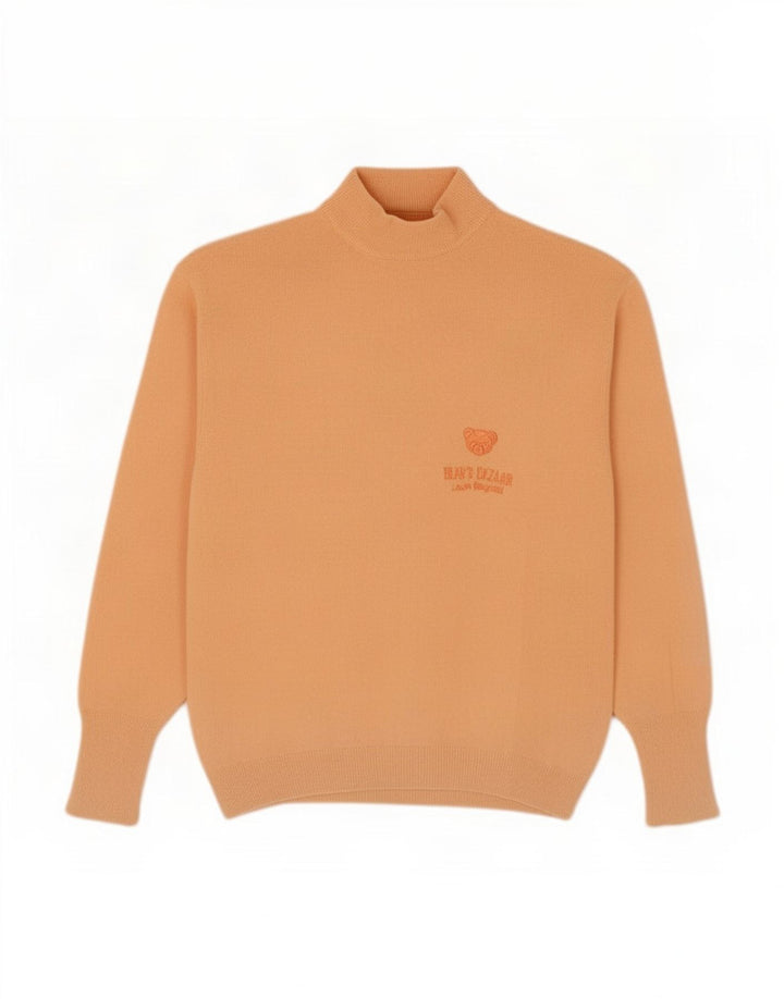 Suéter feminino vintage com gola tartaruga IT 44 lã laranja média