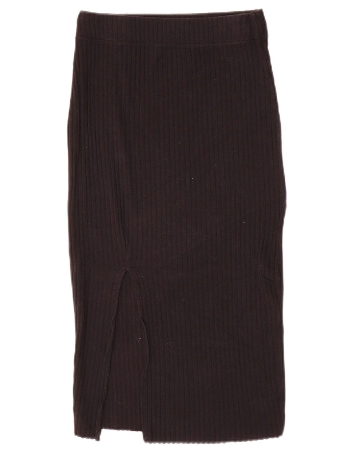 Saia midi feminina Zara em malha pequena W26 preta