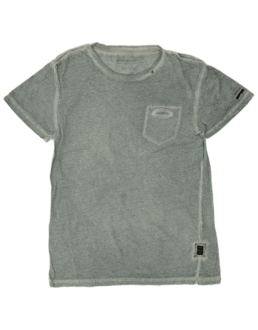 Camiseta masculina REPLAY manga comprida algodão verde médio
