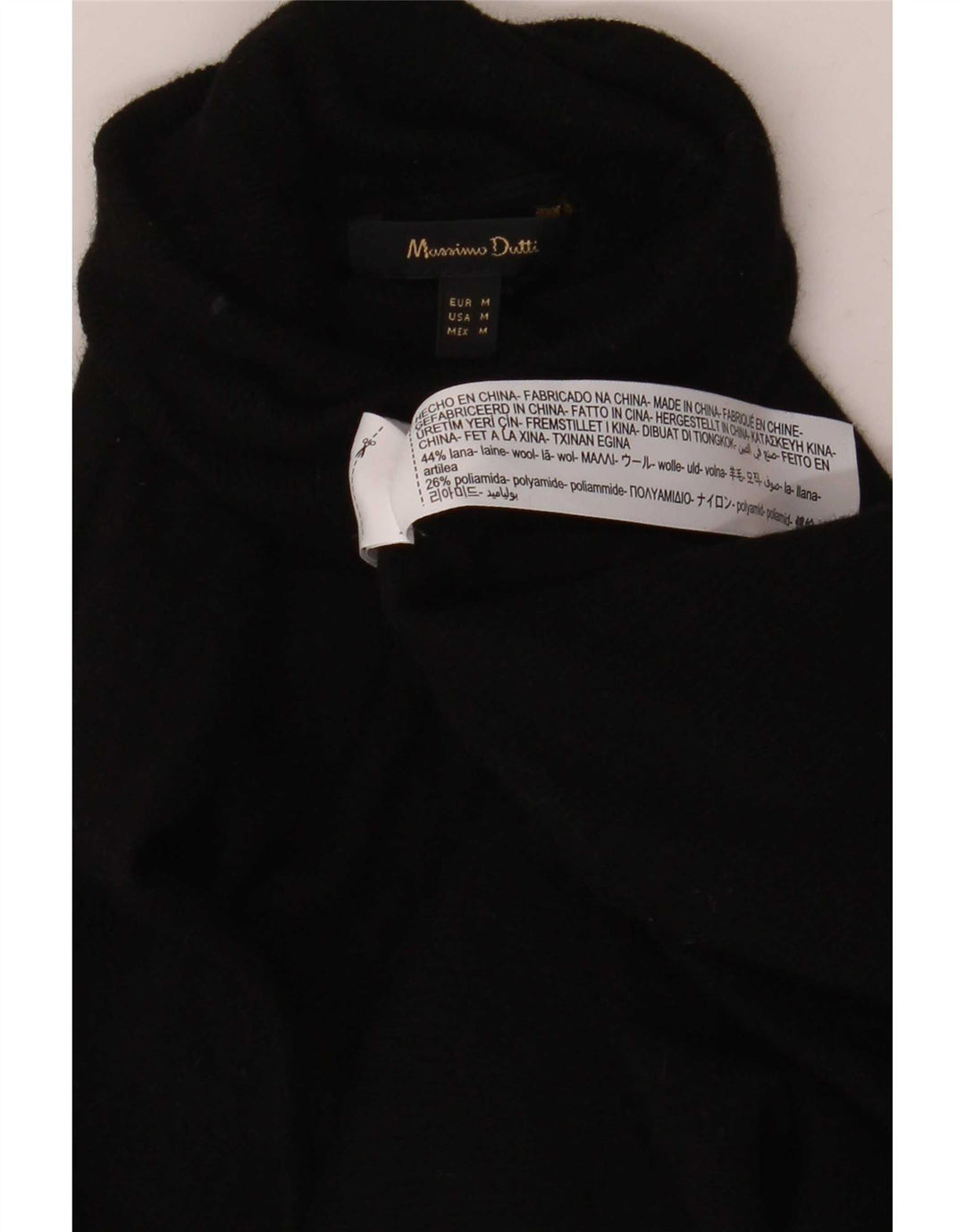 Suéter feminino Massimo Dutti com gola redonda Reino Unido 14 lã preta média