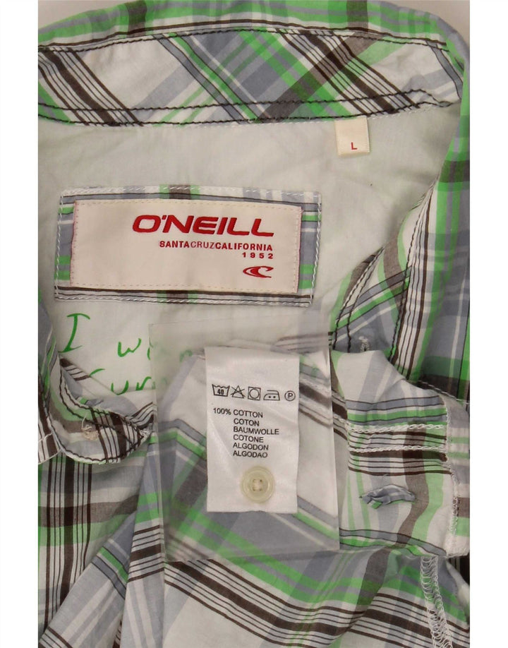 Camisa masculina de manga curta O'Neill, grande, verde, xadrez, algodão