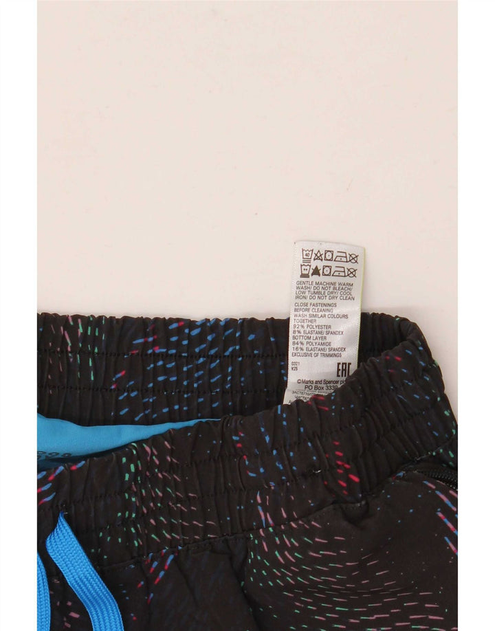 Shorts esportivos femininos Marks & Spencer Reino Unido 8 pequenos poliéster manchado preto
