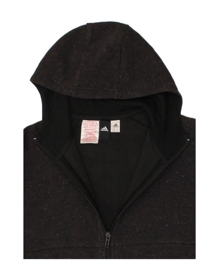 ADIDAS Boys Zip Hoodie Sweater 9-10 Years Grey Flecked Cotton Vintage Adidas and Second-Hand Adidas from Messina Hembry 