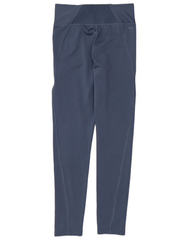 ADIDAS Womens Climalite Leggings UK 8/10 Pequeno Azul Poliéster