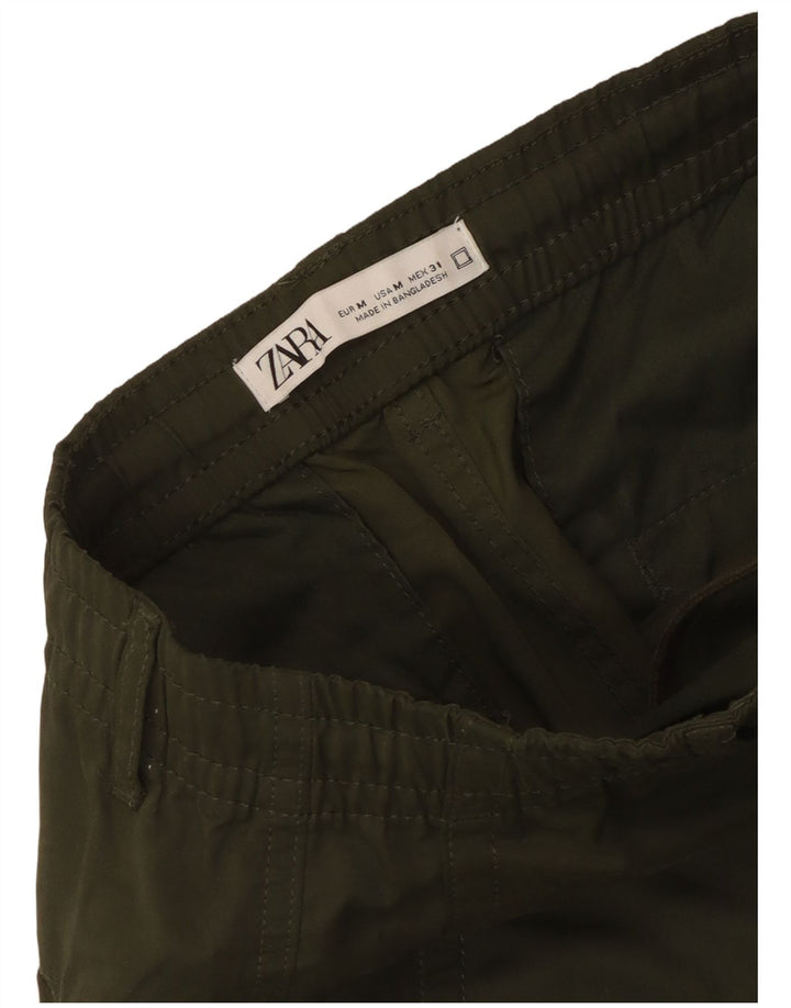 Calça cargo feminina Zara Crop Joggers médio W31 L25 cáqui