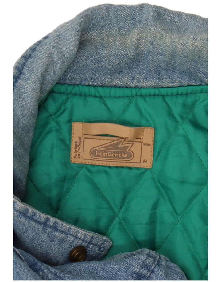 Jaqueta jeans militar HEIN GERICKE masculina solta ajuste Reino Unido 38 algodão azul médio