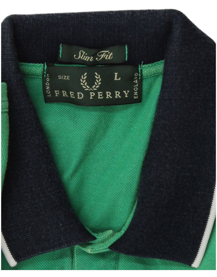 Camisa polo masculina Fred Perry Slim Fit grande verde