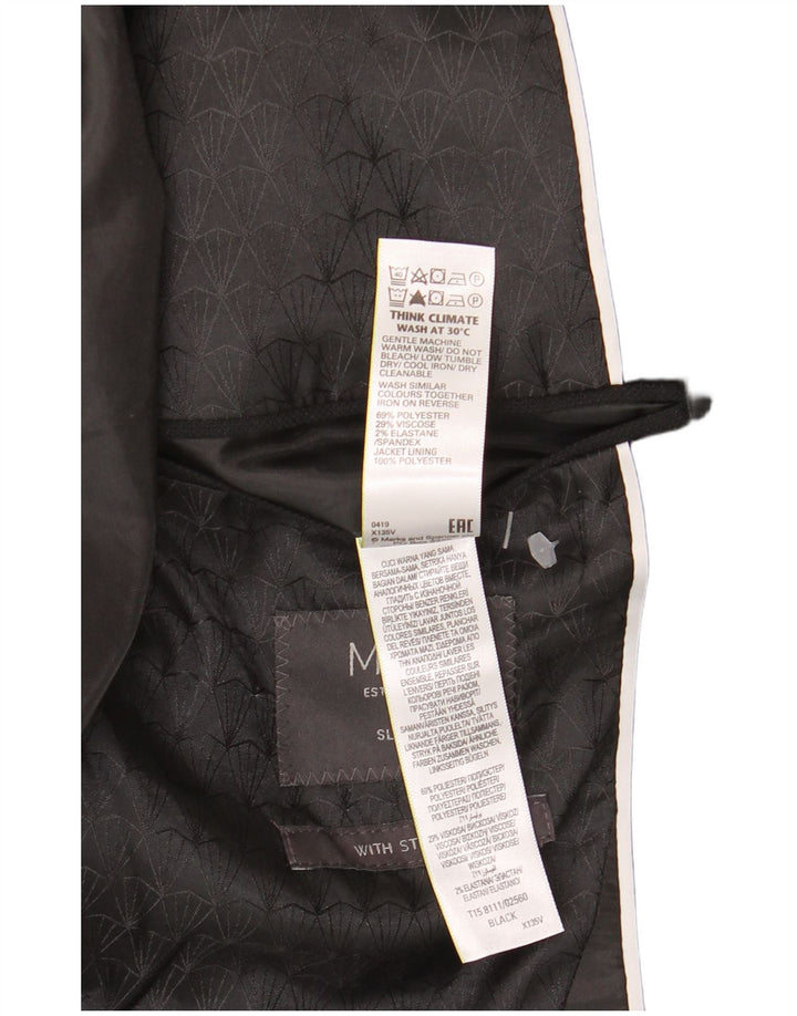 Jaqueta blazer masculina de 1 botão Marks & Spencer Reino Unido 42 grande poliéster preto