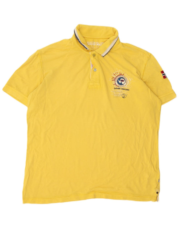 Camisa polo masculina geográfica geográfica Napapijri 3XL algodão amarelo