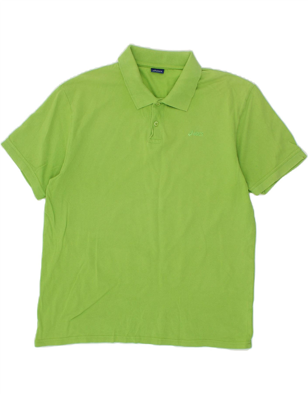 ASICS Mens Skinny Polo Shirt 2XL Green Cotton Vintage Asics and Second-Hand Asics from Messina Hembry 