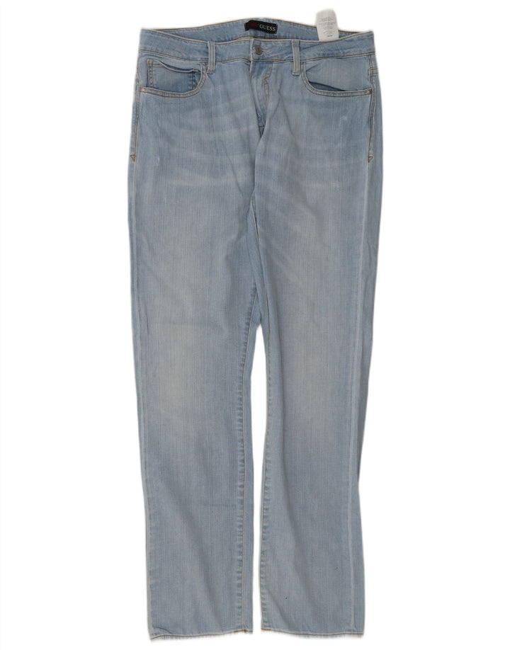 Guess Mens Straight Jeans W34 L34 Azul Algodão