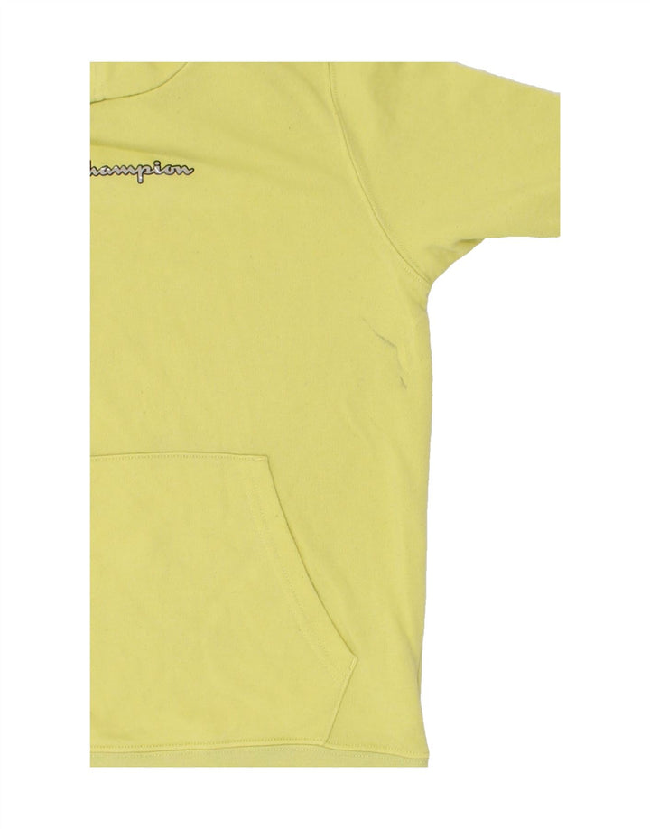 CHAMPION Boys Hoodie Jumper 11-12 Years Yellow Cotton | Vintage Champion | Thrift | Second-Hand Champion | Used Clothing | Messina Hembry 