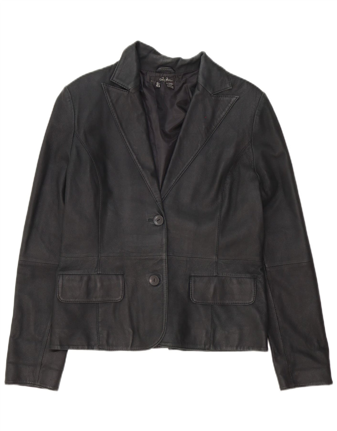 Jaqueta blazer feminina de couro com 2 botões Zara Reino Unido 16 grande preta