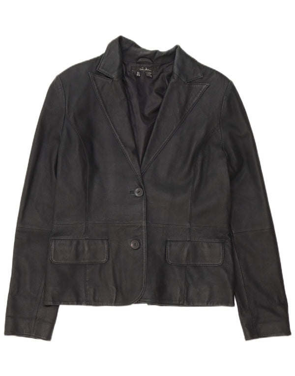 Jaqueta blazer feminina de couro com 2 botões Zara Reino Unido 16 grande preta