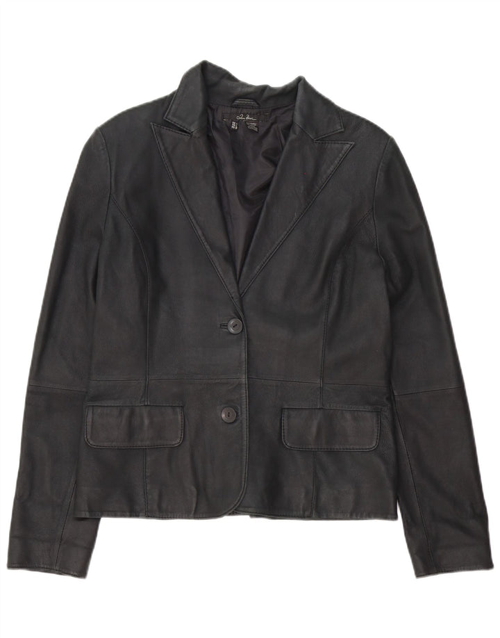 Jaqueta blazer feminina de couro com 2 botões Zara Reino Unido 16 grande preta