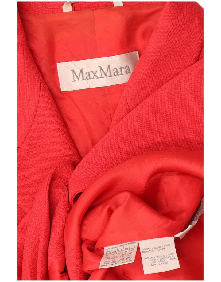 Jaqueta blazer feminina Max Mara com 3 botões Reino Unido 12 lã vermelha média