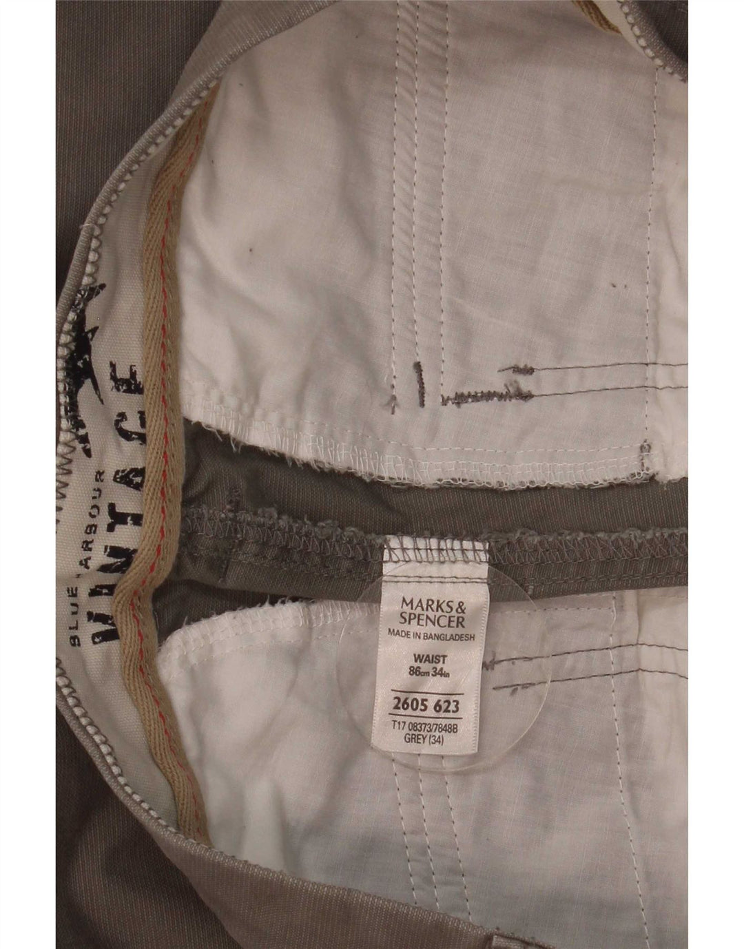 Bermuda masculina Marks & Spencer vintage W32 algodão cinza médio