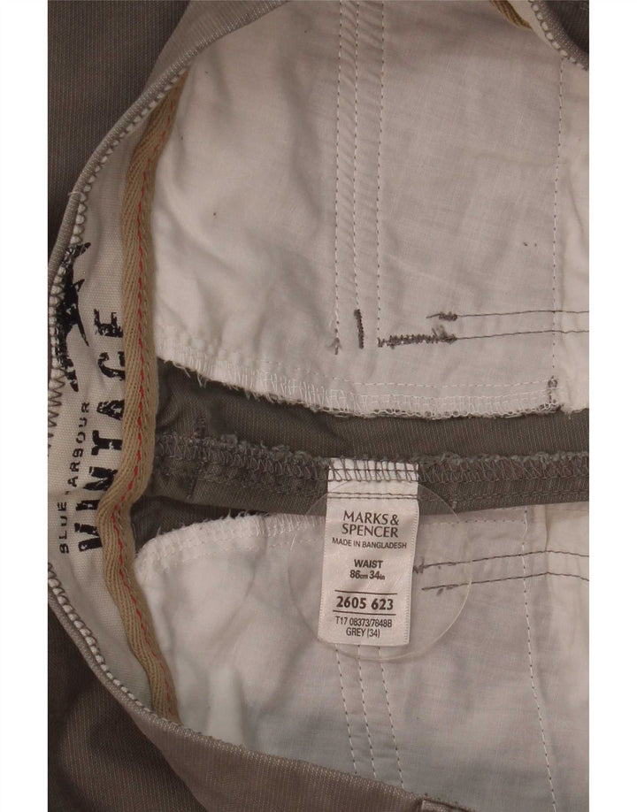 Bermuda masculina Marks & Spencer vintage W32 algodão cinza médio