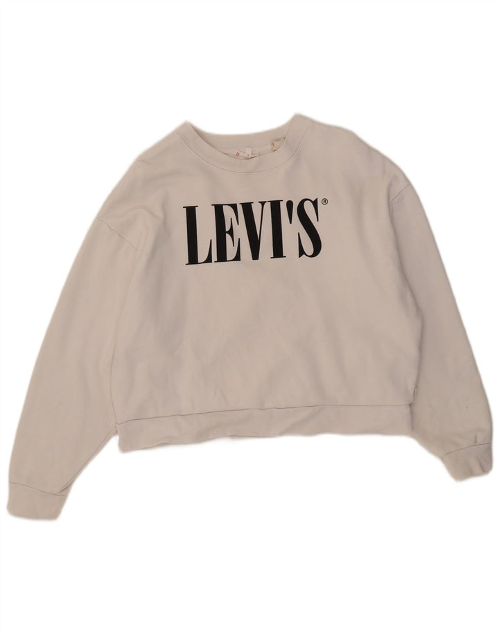 Moletom feminino Levi's Crop Graphic Oversized Jumper UK 10 Pequeno Branco