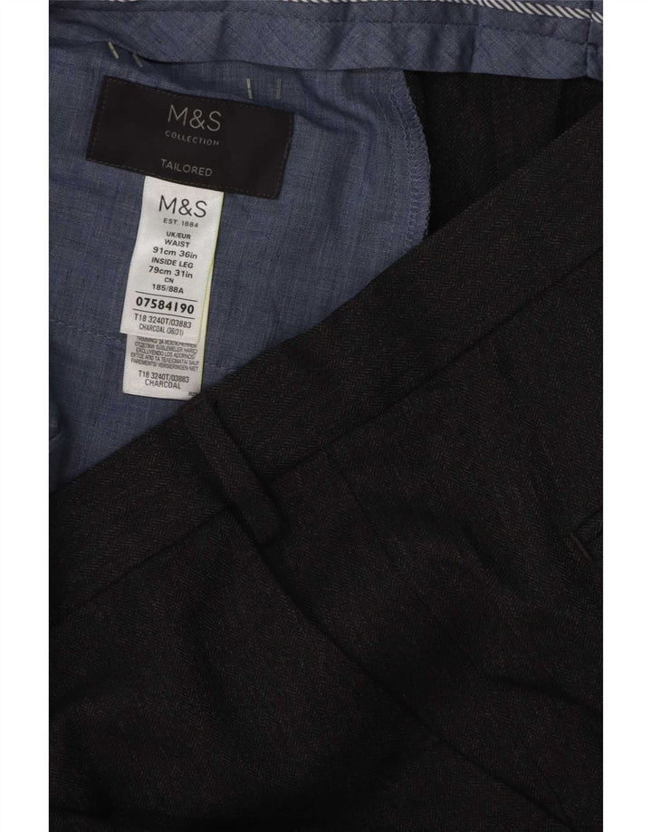 Calça Chino masculina Marks & Spencer sob medida W36 L31 poliéster cinza